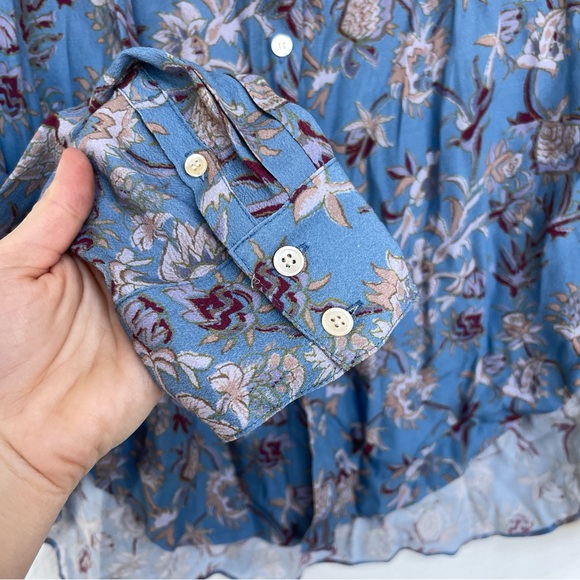 Veronica Beard Dazed Cornflower Floral Blouse Blue Size 8 - Picture 6 of 8